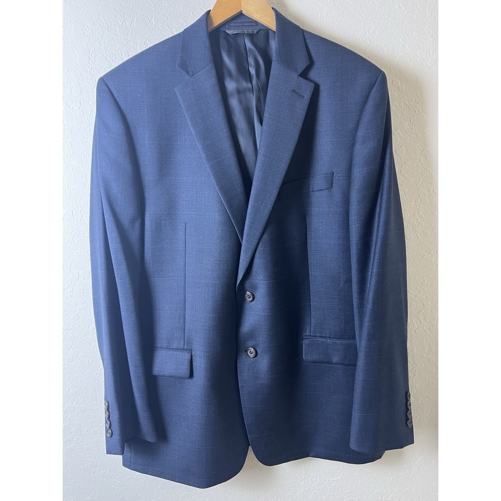 Lauren Ralph Lauren Suit‎ Coat Blazer Jacket 44R Window Pane Blue Wool